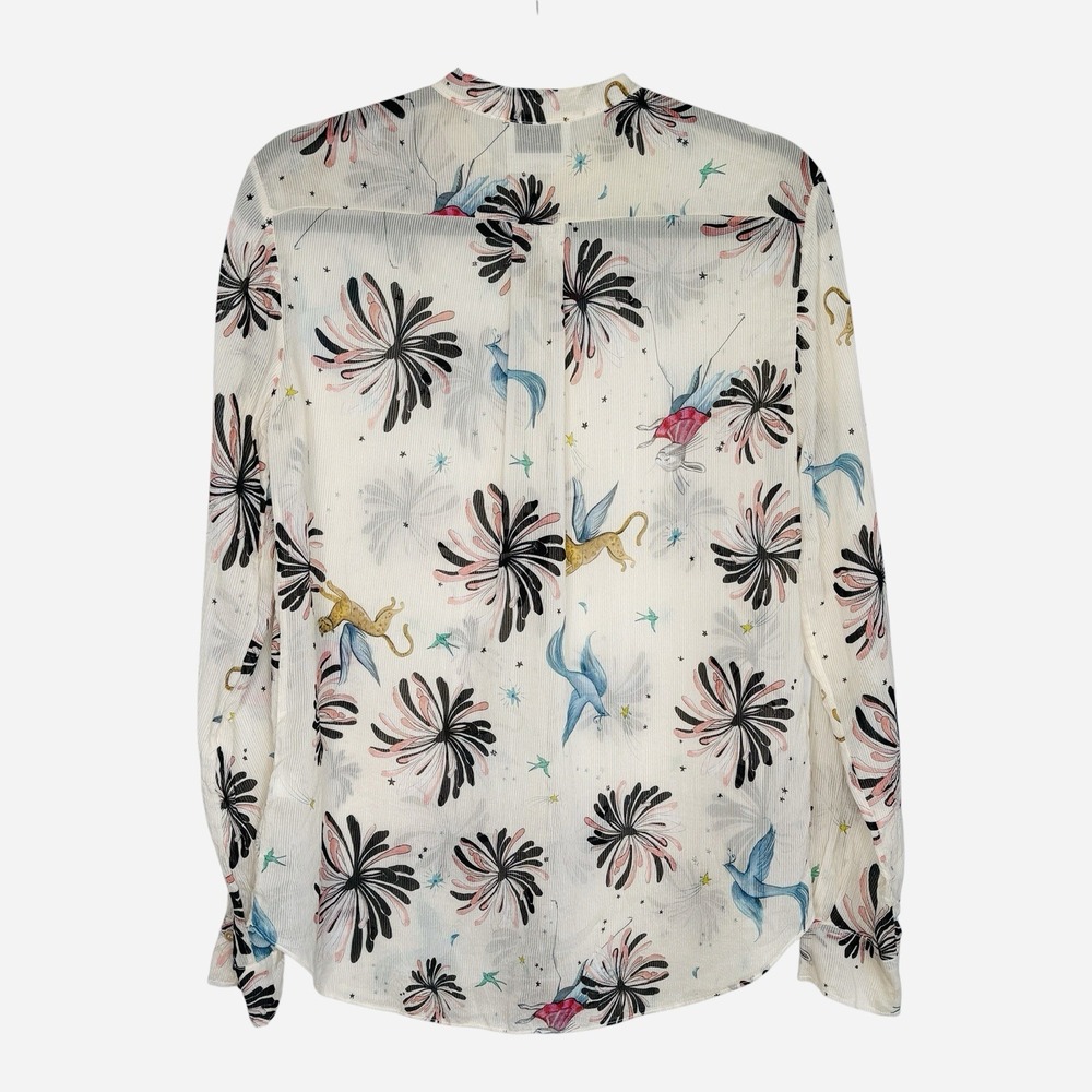 Forte Forte Silk Bld Voile Shirt Top II IT 42 US S Celestial Whimsical Sheer Art
